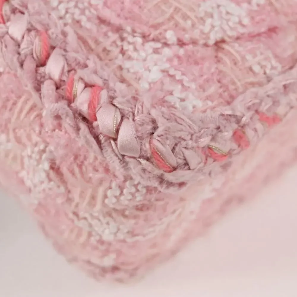 Chanel Tweed Chain Matelasse 23 Shoulder Bag Pink